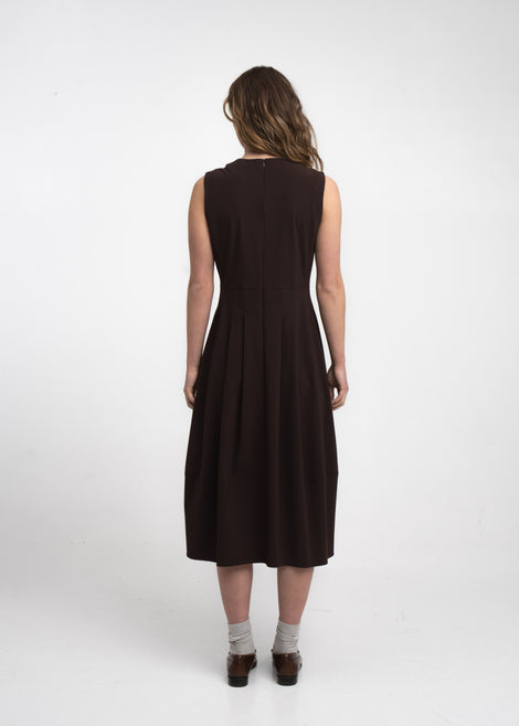 Heide dress technical jersey | Chocolate