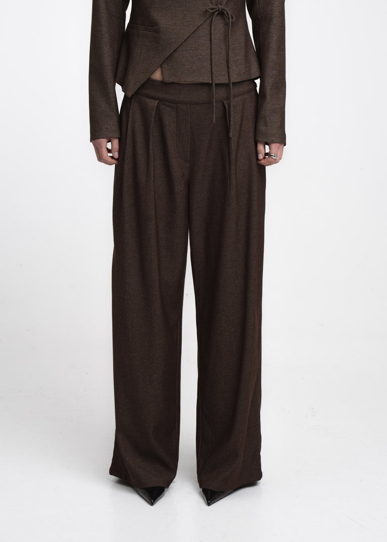 Lean wide-leg pants | Dark Brown