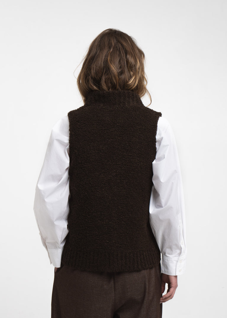 Vest Boucle long zip | Brown