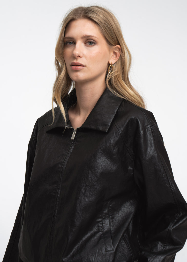 Pola eco leather bomber jacket | Black