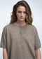 Moon plain knit top | Green Melange