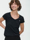 T shirt V Neck Easy Wear Organic Cotton | Black