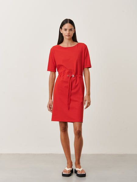 Lea Dress Technical Jersey Red Jane Lushka