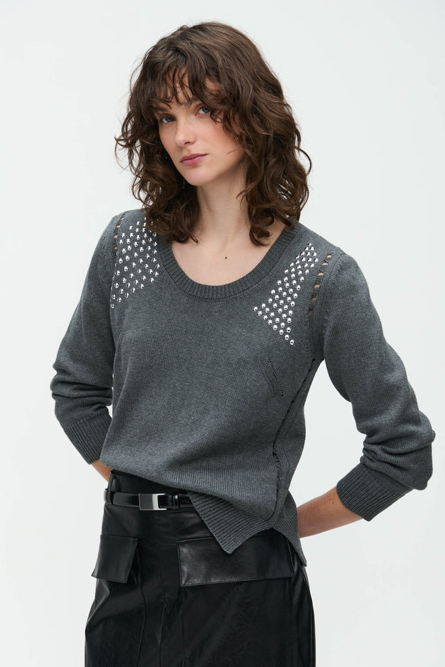 Pullover Mettal Eyelets | Grey