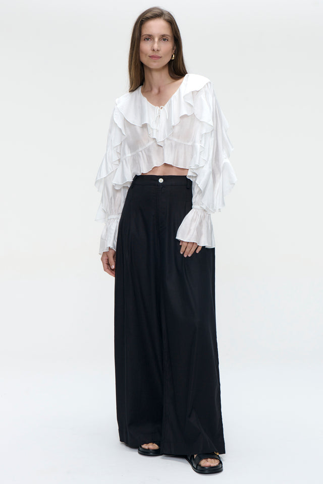 Saby ruffled viscose blouse | White