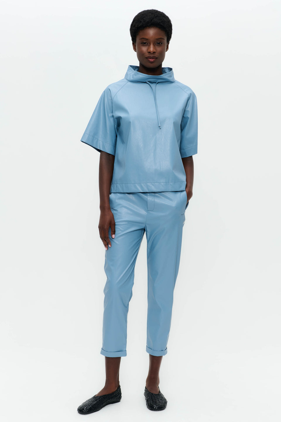 Lena eco-leather pants | Light Blue