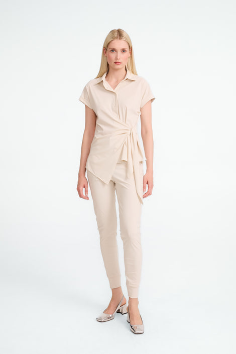 Aston strech technical jersey blouse | Light Sand