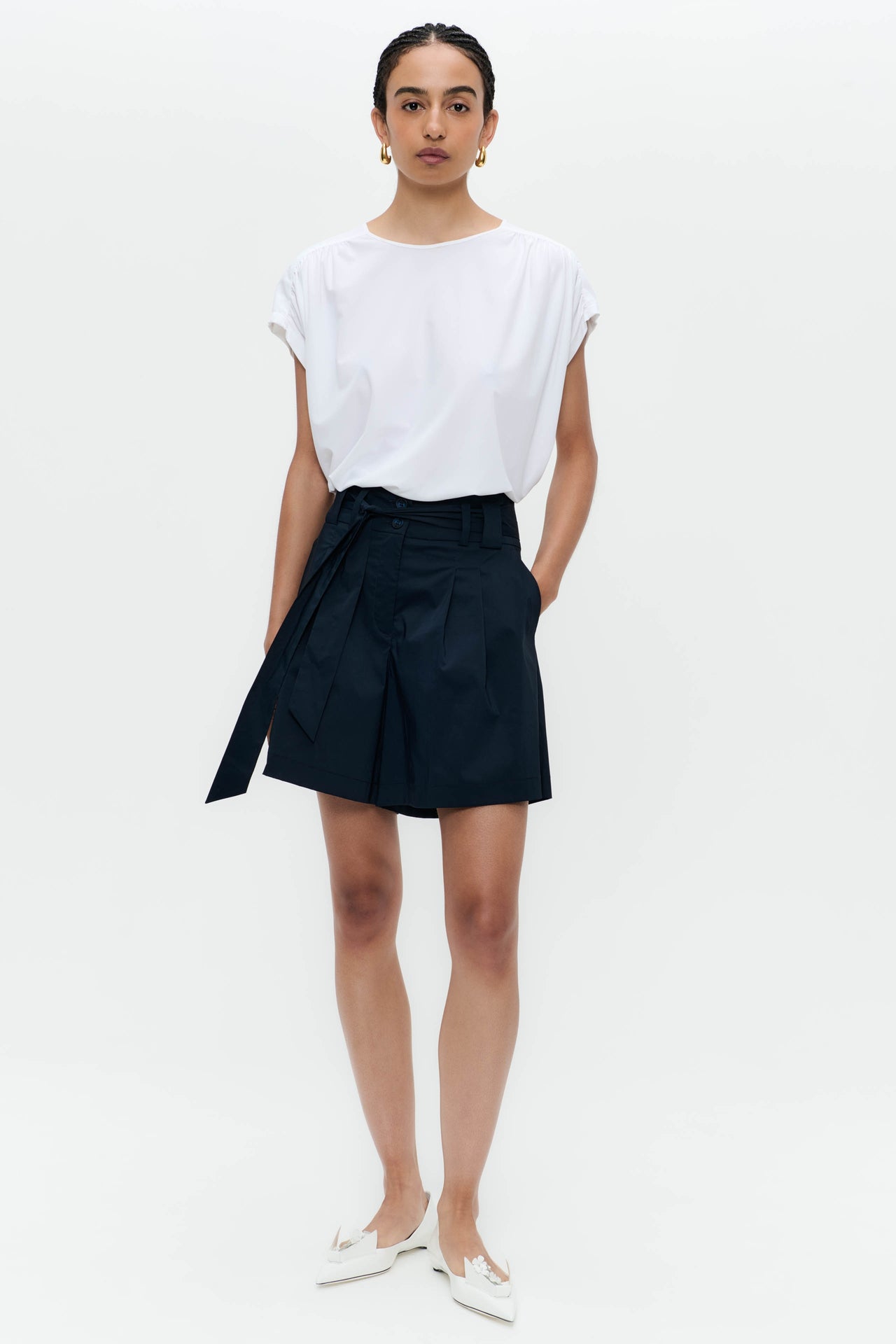Yana cotton mix shorts | Blue