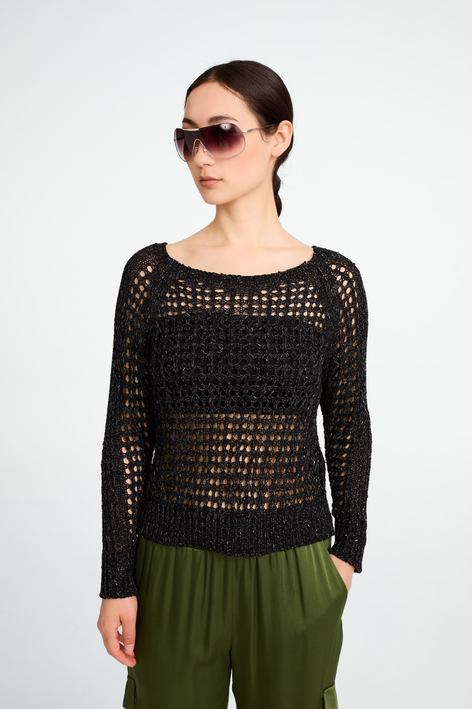 Summer cotton pullover 25041 | Black
