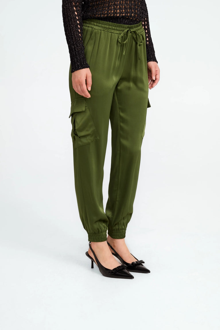 Alex saten viscose pants | Oliva Green