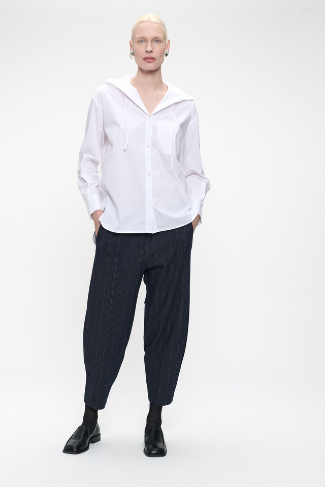 Stasi poplin hooded blouse | White