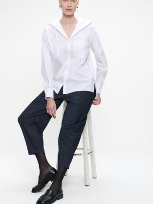 Stasi poplin hooded blouse | White