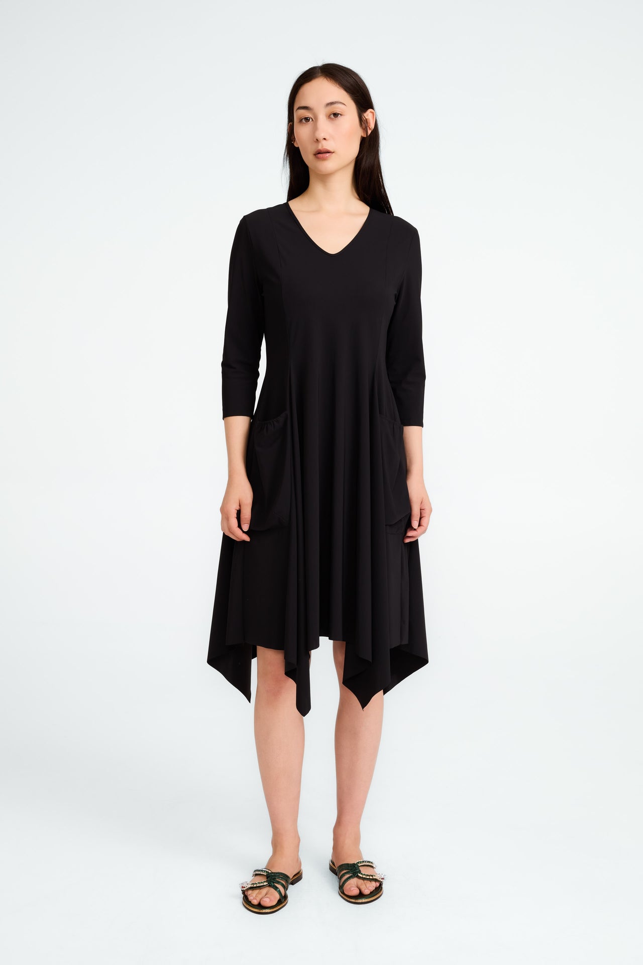 Caro LS strech technical jersey dress | Black