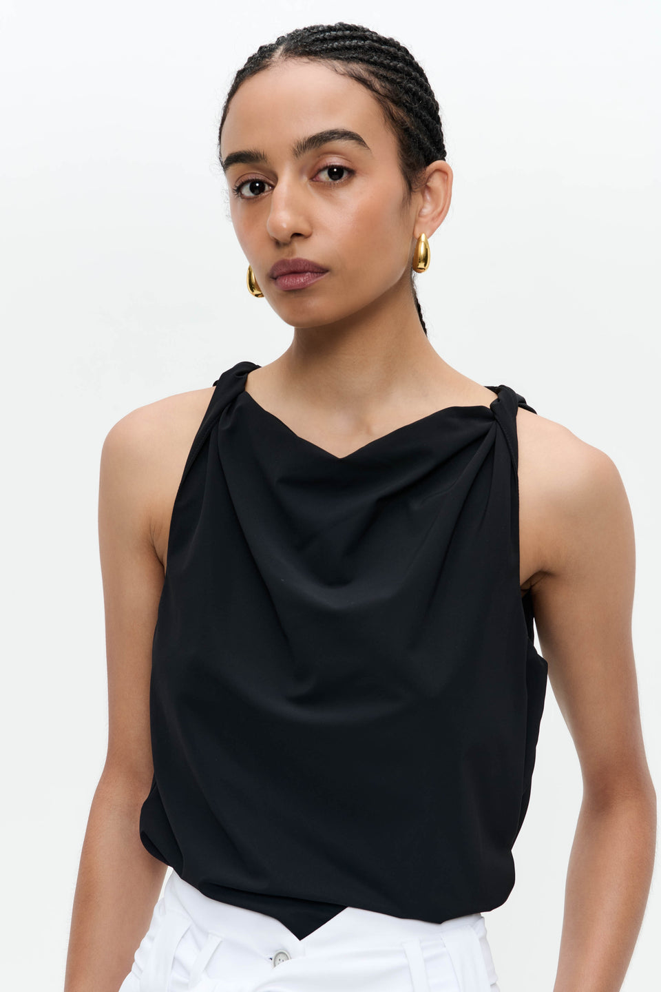 Marika stretch technical jersey top | Black