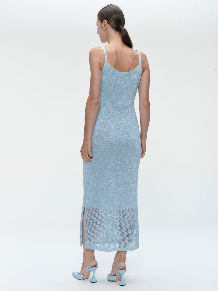 Knit Viscose lurex Dress E23107R | Light Blue