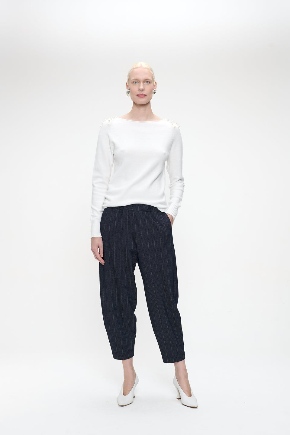 Pullover viscose pearls NB2445P | Off White