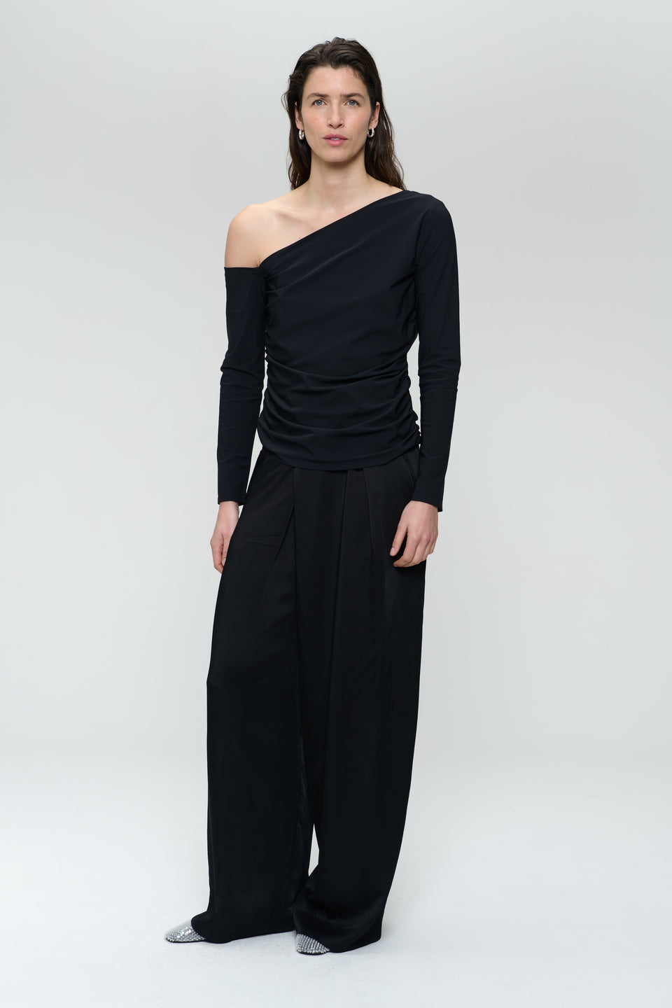 Lidia stretch technical jersey top | Black
