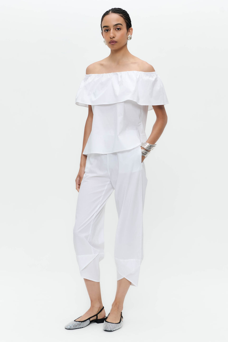 Diane cotton mix top | White