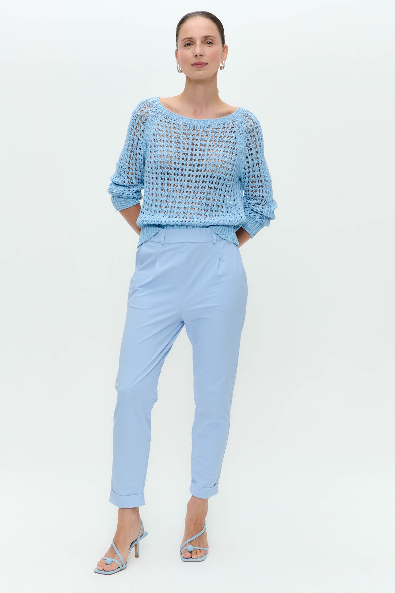 Summer cotton pullover 25041 | Blue