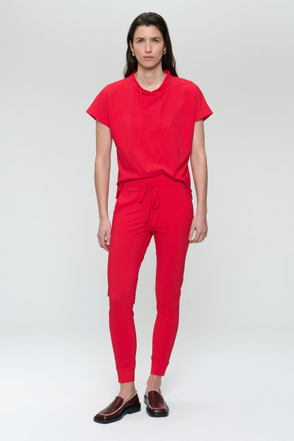 Lucca stretch technical jersey top | Red