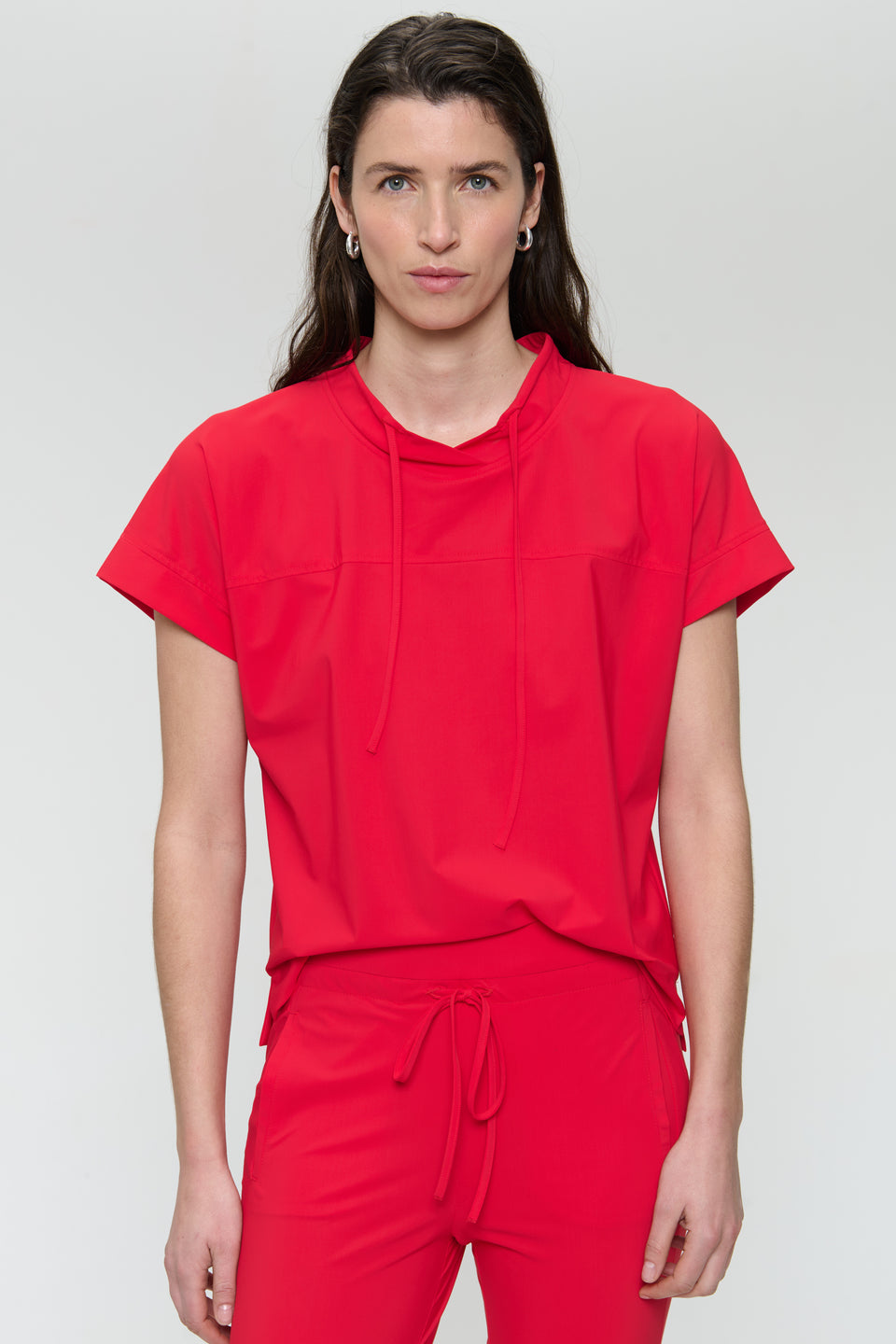 Lucca stretch technical jersey top | Red