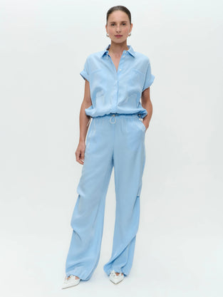 AvalonN shiny viscose pants | Light Blue