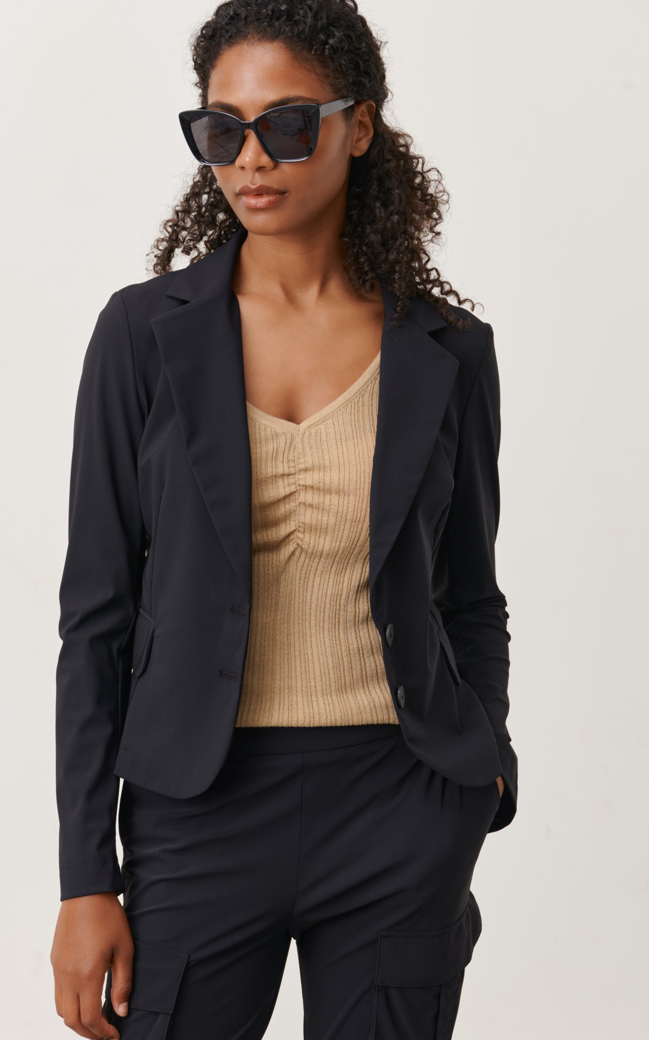 Elvira Blazer Technical Jersey | Dark Brown