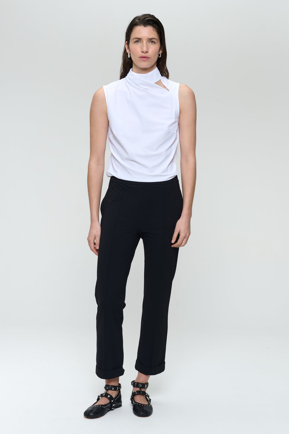 Naomi stretch technical jersey top | White