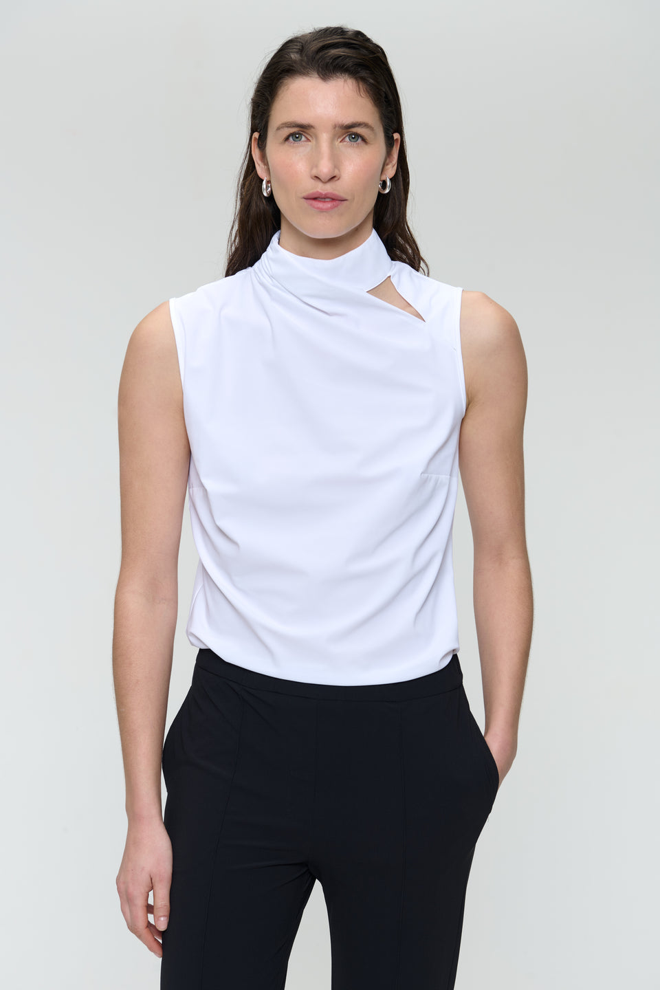 Naomi stretch technical jersey top | White