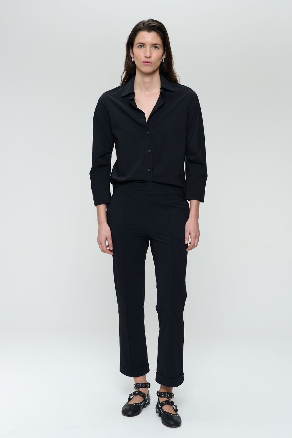 Iva stretch technical jersey blouse | Black