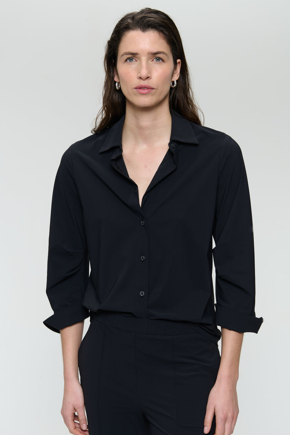Iva stretch technical jersey blouse | Black