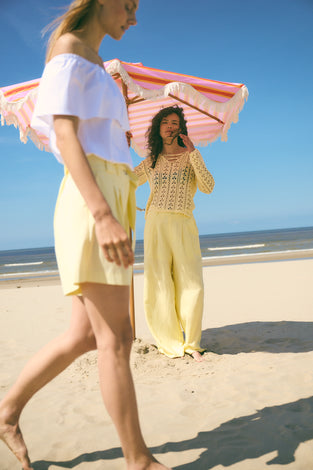 Hamako linnen mix pants | Yellow