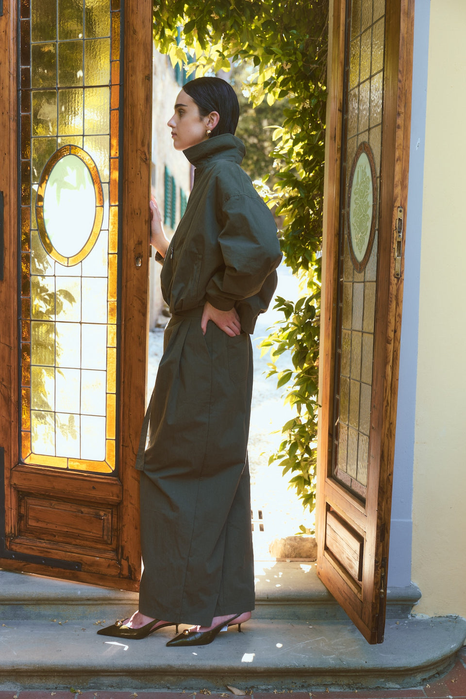 Fuel cotton pleated pants | Army