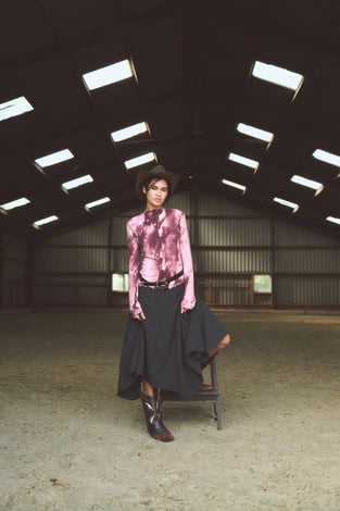 Janette allover print top | Allover Bordeaux