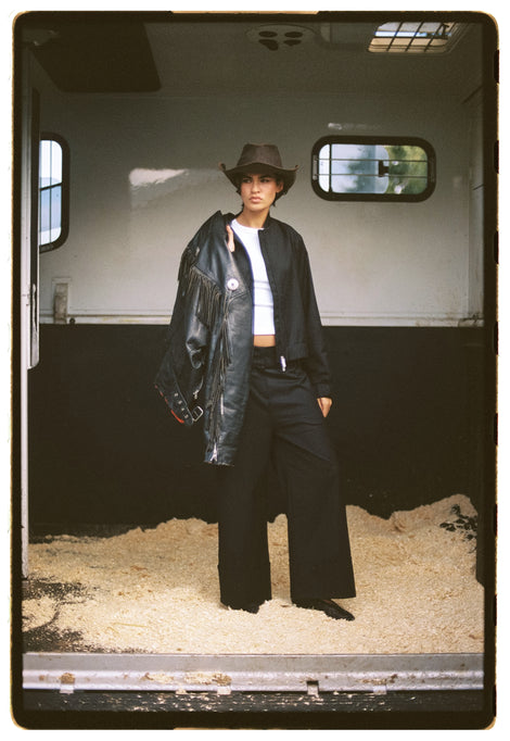 Sirmione viscose flair pants | Black