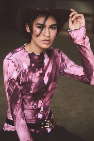 Janette allover print top | Allover Bordeaux
