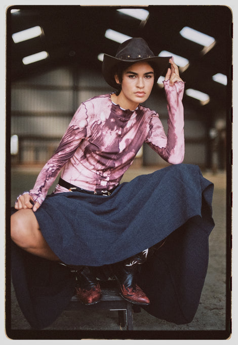 Janette allover print top | Allover Bordeaux