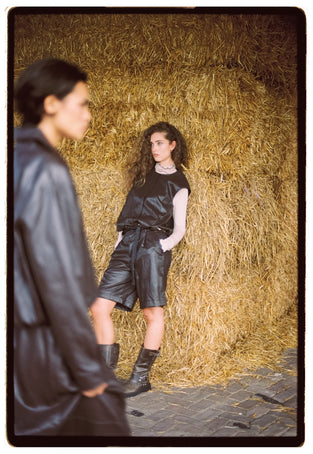 Sola eco leather bermuda shorts | Dark Brown