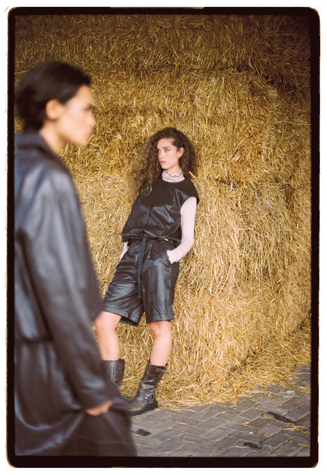 Sola eco leather bermuda shorts | Dark Brown