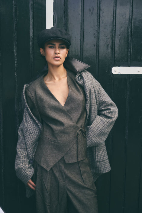 Lean wide-leg pants | Dark Brown