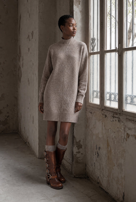 Long pullover viscose blend 2068 | Light Brown