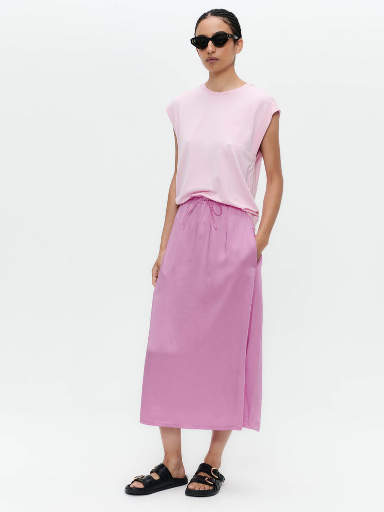 Ina shiny saten rayon viscose skirt | Pink