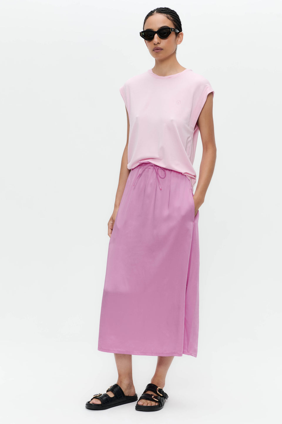 Maria stretch viscose logo top | Flamingo
