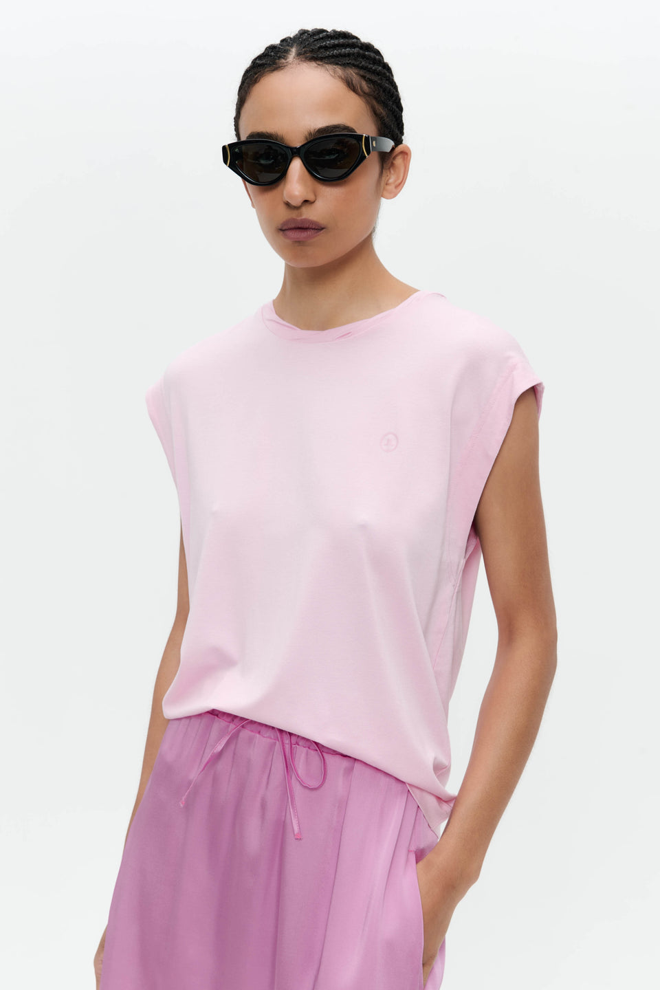 Maria stretch viscose logo top | Flamingo