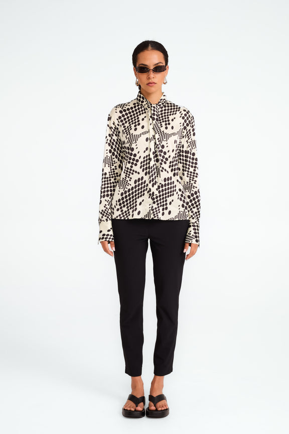 Anija printed strech viscose blouse | White