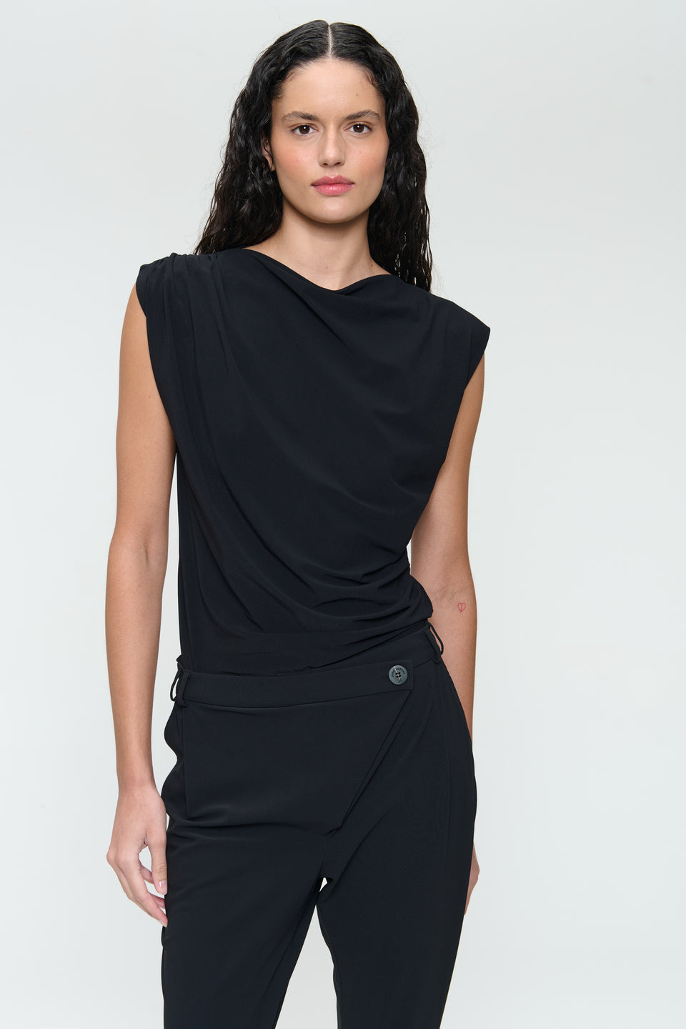 Nelly stretch technical jersey top | Black