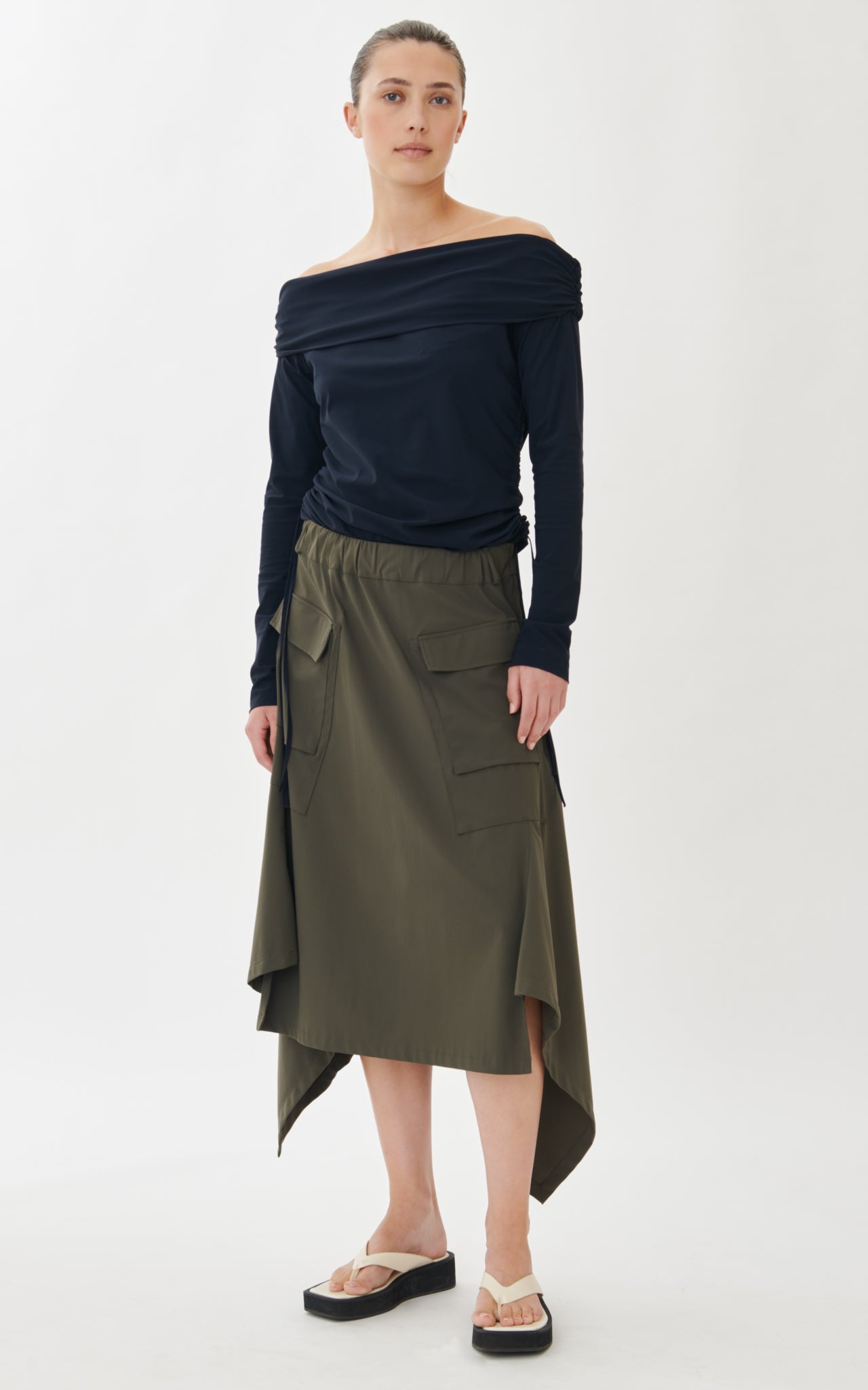 Maud strech technical jersey skirt | Black