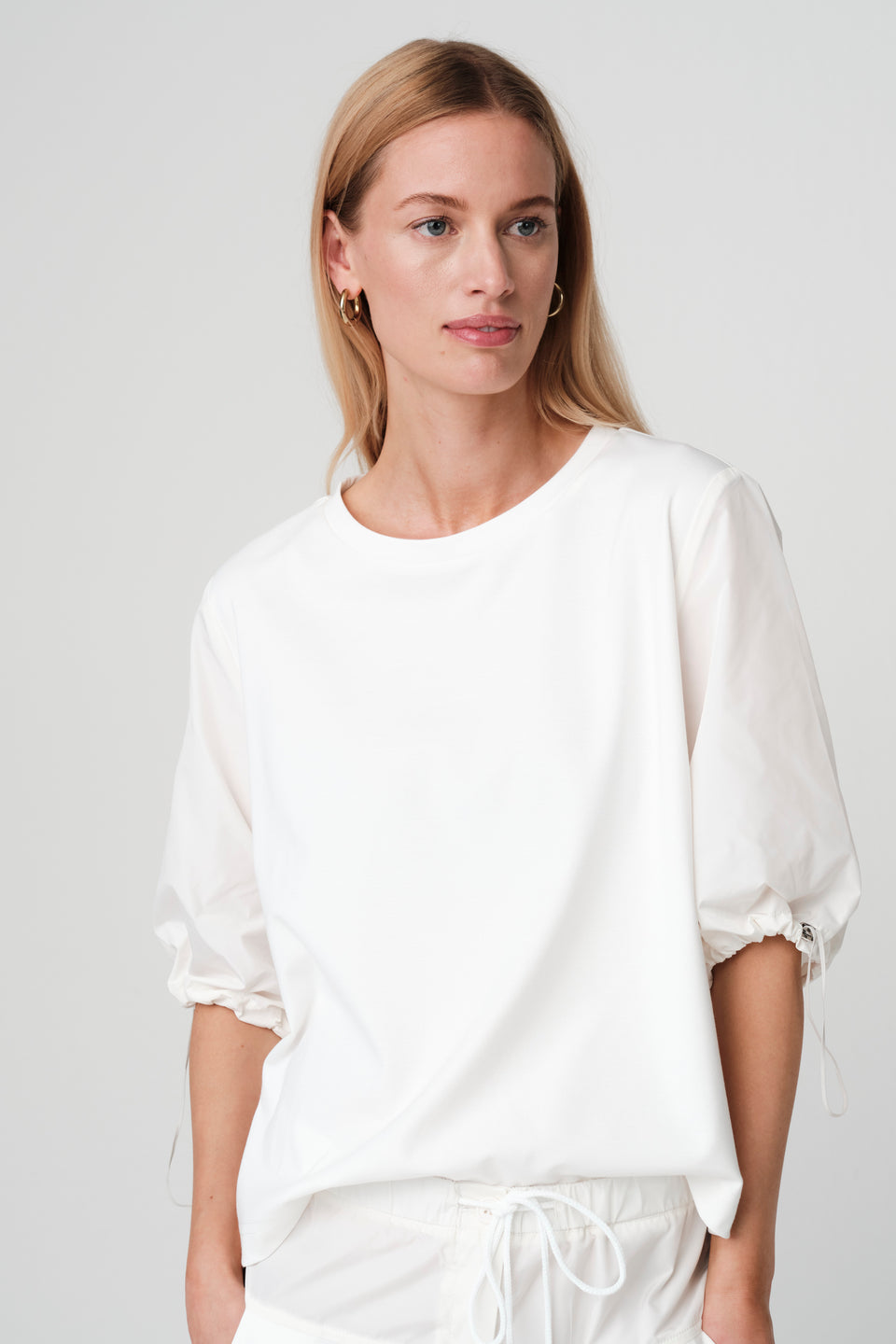 Pamela jersey/taffeta mix blouse | Off White