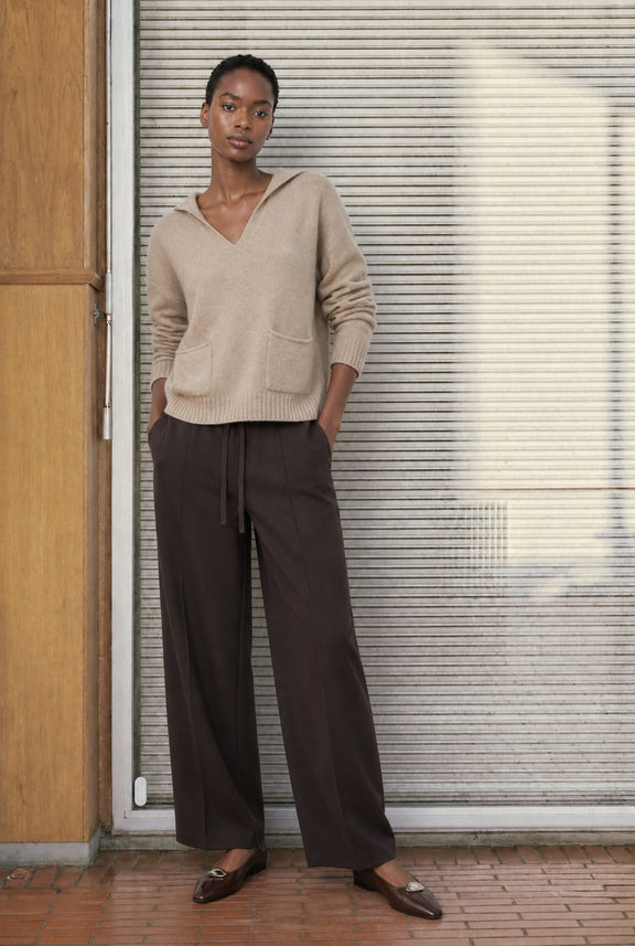 V-neck dyed viscose pullover NB2310 | Camel