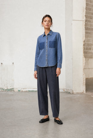 Viscose barel Pants | Blue